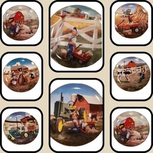 COMPLETE SET OF 8 DANBURY MINT Little Farmhands Porcelain Plate Collection